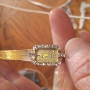 Vintage Art Deco Gold plated and diamond Deaville watch